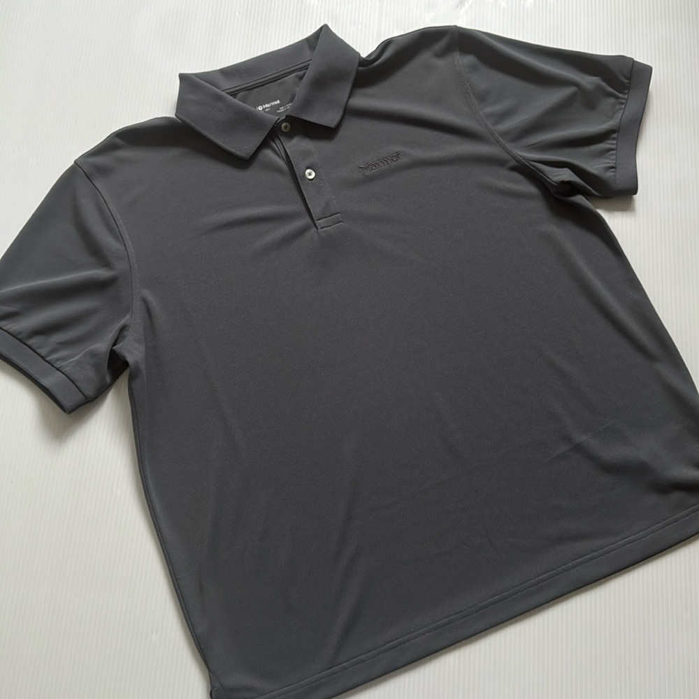 Marmot Men's Gray Windridge pique Polo Shirt. Size Large